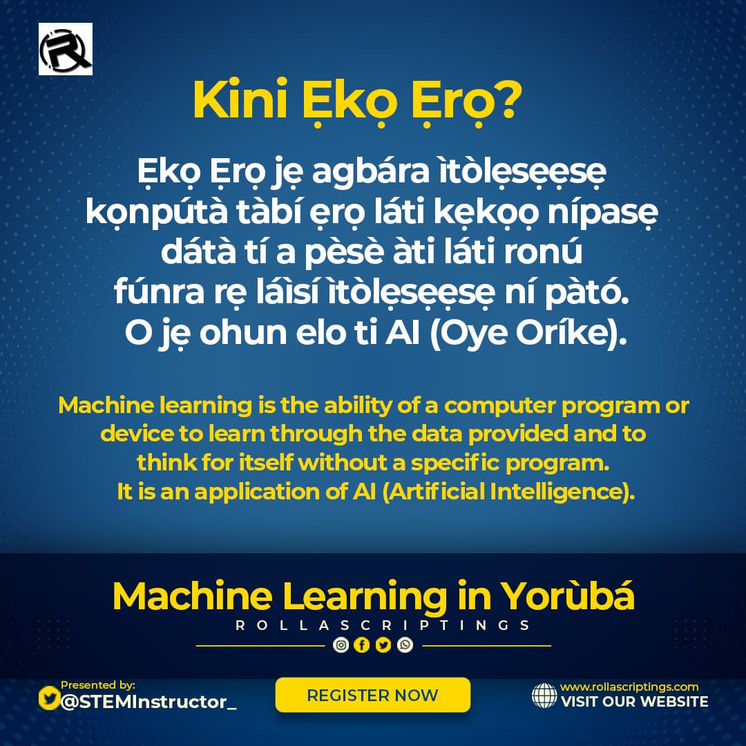 #MachineLearning in Yorùbá (Lesson 1) - Kini Ẹkọ Ẹrọ